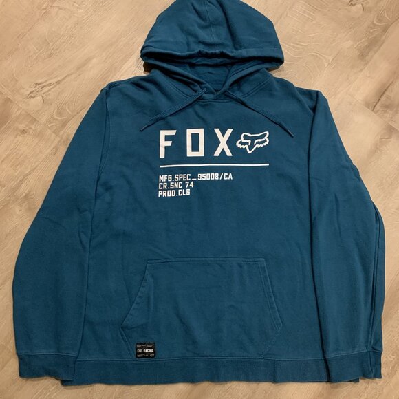 Fox Racing Motocross Teal Blue Hoodie Sweatshirt Men's 2XL XXL Grunge Y2K Skater - Picture 1 of 6